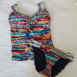 Lucky Brand Aztec Tribal Print tankini